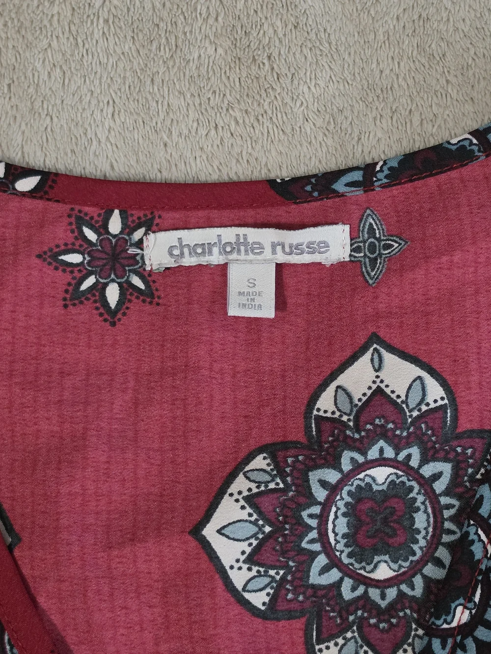 Charlotte Russe Burgundy Paisley Wrap-Style Romper